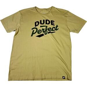 Dude Perfect T-Shirt Mens Large Yellow Tee Casual Crewneck Streetwear Skater